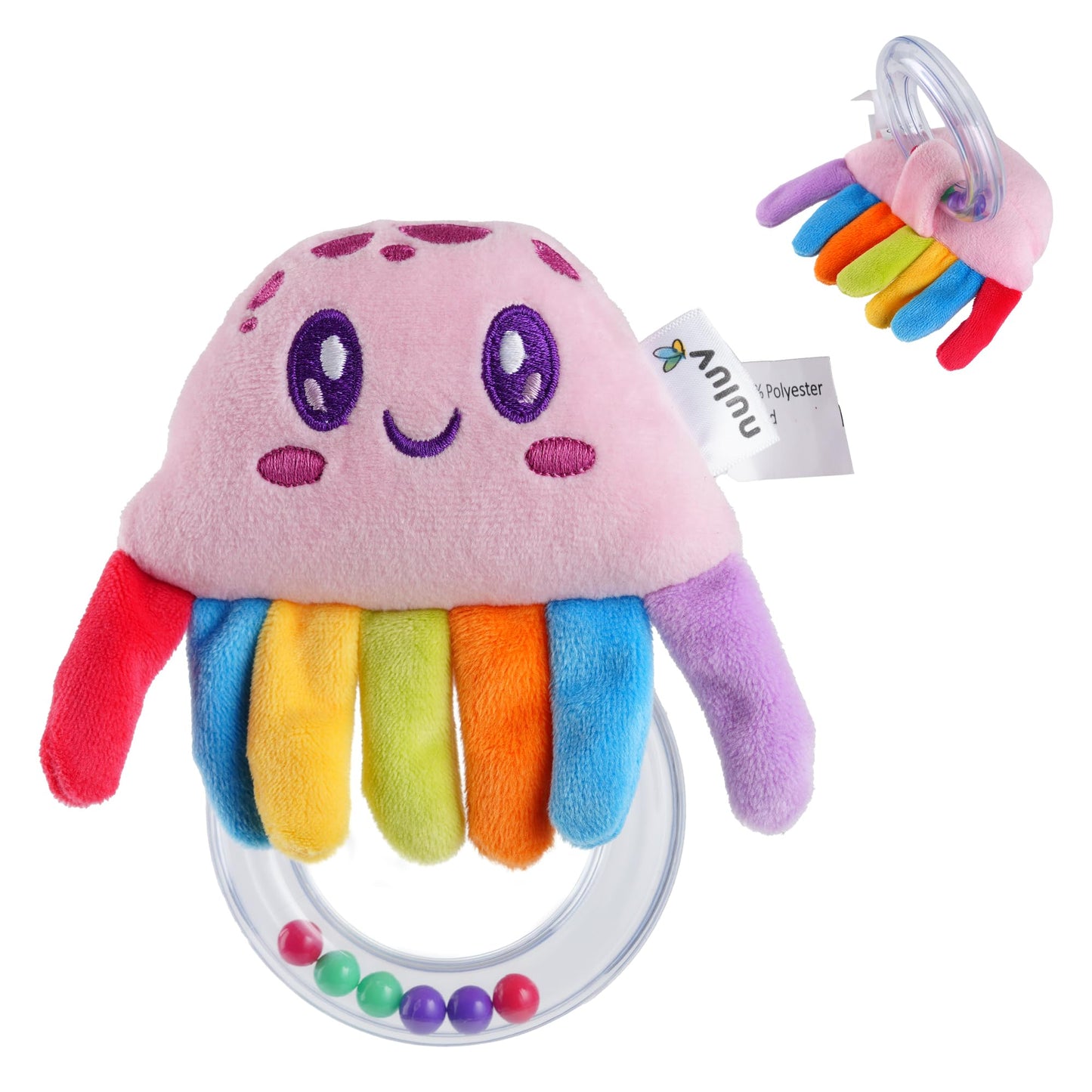 🎁 NULUV Baby Jelly Rattle Toy | Clear Ring with Rattle Balls | Easy-to-Hold Sensory Toy for Babies 3+ Months